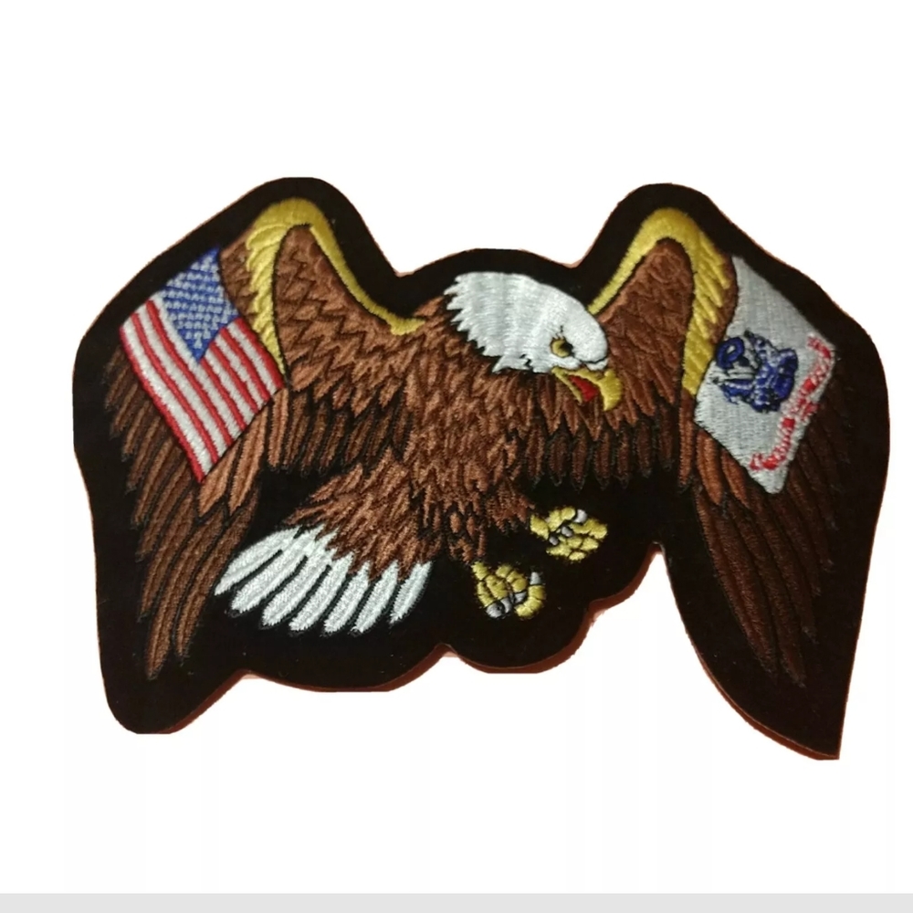 🆕 BIKER PATCH Eagle Army USA Flag Embroidered Iron/Sew On Unisex 6" x 4.